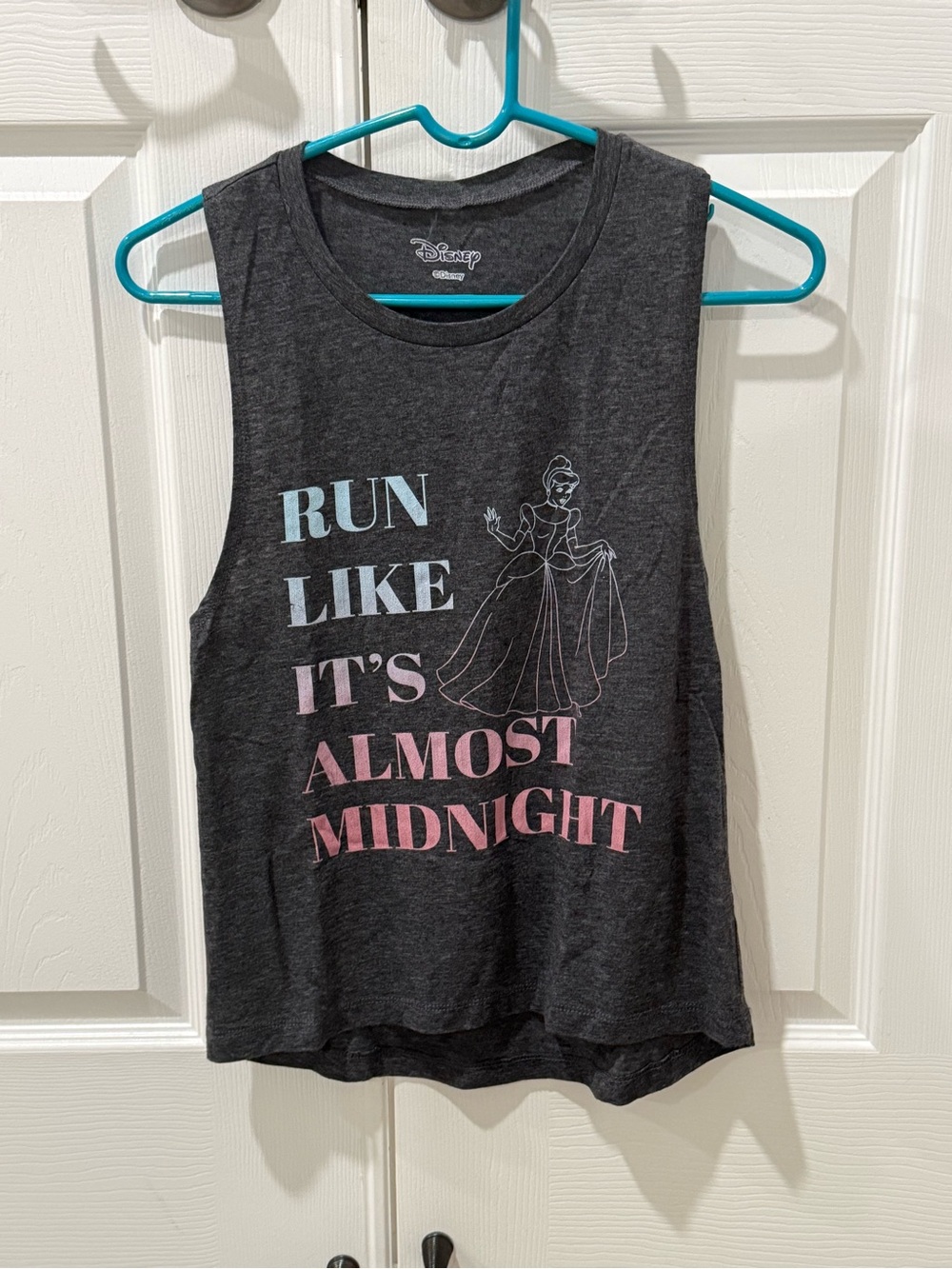 Disney Charcoal Tank with Pastel Blue and Pink Cinderella Graphic